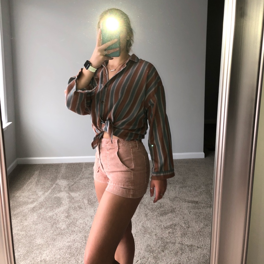 Vintage tie collared striped shirt